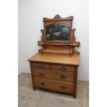 Edwardian satin walnut dressing chest with mirror with swing mirror above two short and two long