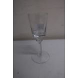 19th C wine glass on circular base and stem column with tapering bowl (height 17cm)