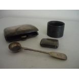 Small Victorian silver hallmarked Vesta, Birmingham 1879, Geo. Vl cig. case, Victorian salt spoon,