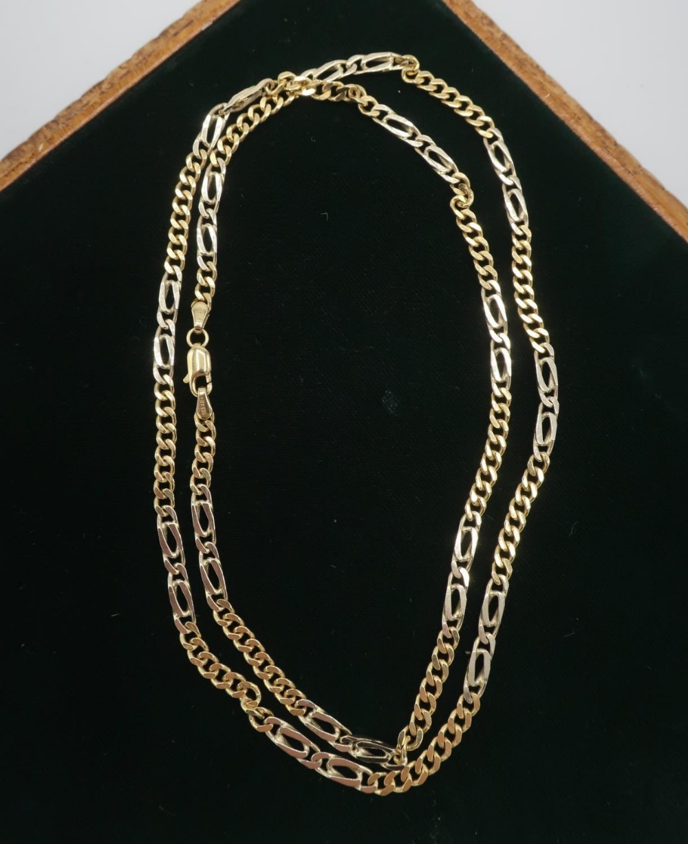 Gold flattened curb link necklace stamped 750, 59cm, 22.6g - Image 2 of 2