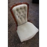 Victorian beech framed nursing style chair on turned supports with upholstered seat and back