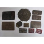 John Lowe of Manchester patent Fire and Burglar proof safe plaque, & door lock cover, seven