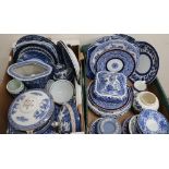 Collection of Royal Worcester, blue and white transfer printed ware, Wedgwood blue jasper ash