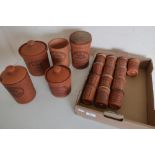 Collection of Henry Watson pottery original Suffolk canisters including water cooler, utensils,