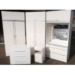 Laminate three sectional bedroom unit: two double door wardrobes with top box and centre vanity
