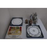 Two Hummel figures of child couples, Lladro model of a boy sailor and a Nao model of a goose girl,