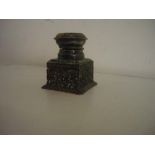 Continental glass inkwell with filigree mount, Art Nouveau hinged top stamped 925 (height 6cm)