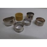 Five George V and later hallmarked silver napkin rings, Chester Sheffield and Birmingham 1917-71 and