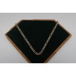 9kt gold flattened link necklace, stamped 9kt, 46cm long, 13.4g