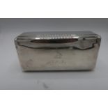 Edwardian silver hallmarked rectangular table cigarette box, hinged cover engraved with a study of a