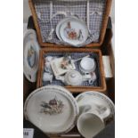 Child's Wedgwood Beatrix Potter dish, a similar plate, cup and saucer and a World Of Beatrix