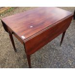 19th C mahogany dropleaf Pembroke style table with single drawer to one end and faux drawer to the