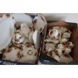 Collection of Royal Albert Old Country Roses pattern tableware, including six cups and saucers,