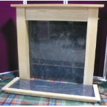 Lightwood fire surround with simulated marble hearth and back board (110cm)