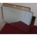 1930s bevelled edge wall mirror with rose tinted bevelled edge panels (76.5cm x 48cm)