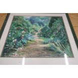 Tony Brummelle Smith: "Country Garden Path, (Berkshire)", pastel watercolour, signed, titled on