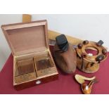 Burr walnut Humidor, burr walnut circular pipe stand, cased Meerschaum pipe, collection of pipes,