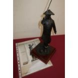 The In-Pensioner, bronzed model after Philip Jackson, standing figure with raised cane on square