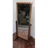 Oak rectangular bevelled edge cheval mirror (60cm x 147cm)