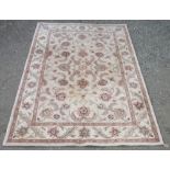 Contemporary Gooch Oriental carpet rug, beige ground with stylized floral centre and floral