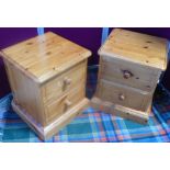 Pair of modern pine two drawer bedside chests