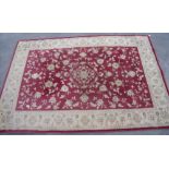 Contemporary traditional pattern Persian rug, red ground with fawn border (295cm x 200cm)