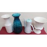 Wedgwood vase, Poole Pottery coffee pot, 1960s white glazed pottery vase with impressed number 1508,