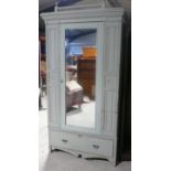 Painted single mirrored door wardrobe with base drawer (115cm x 60cm x 220cm)