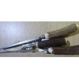 Three piece antler gripped carving set