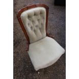 Victorian beech framed nursing chair on turned supports with upholstered seat and back