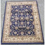 Heritage traditional pattern blue and cream ground rug, (160cm x 120cm)