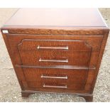 Beavan Art Deco oak chest of three drawers, on raised supports (76cm x 46cm x 88cm)