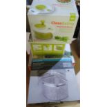 Boxed as new Taylor's Eye Witness large salad spinner and two smaller salad spinner (3)