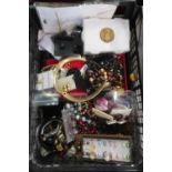 Collection of costume jewellery including wooden and other beads, earrings, necklaces etc