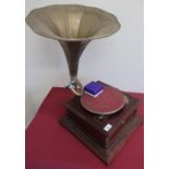 HMV gramophone in mahogany case with copper horn