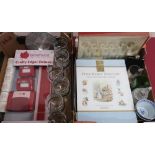 Set of Peter Rabbit Storytime Tales by Beatrix Potter books in box, a set of Italian silver plated
