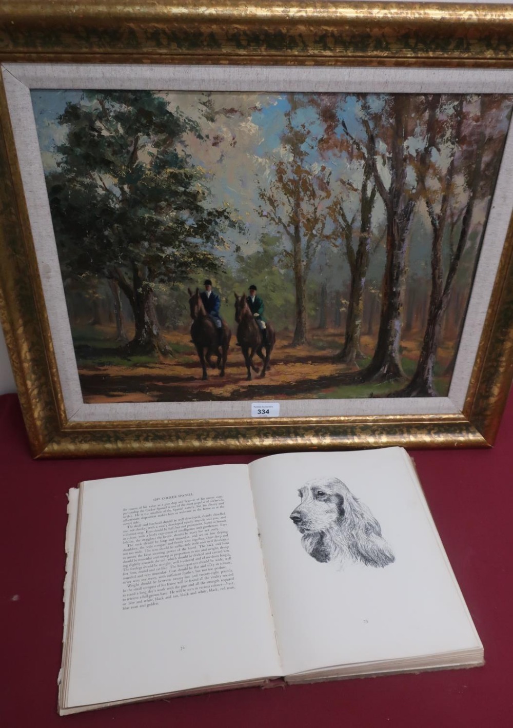 Ian Gillan, two figures riding through a forest glade, oil on board, signed (38cm X 50cm), and "