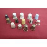 Collection of thimbles incl. five silver hallmarked, three bone china, etc (14)