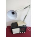 1930's Raymond Electric Ltd Bakelite radio serial no. 11958, and an angle poised lamp