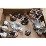 Two Lladro geese, four Nao geese, and a collection of other decorative bird ornaments etc