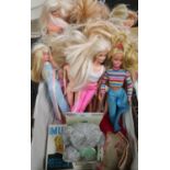 Collection of Barbie and Sindy type dolls, a multi puzzle game and a revolving makeup stand
