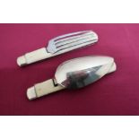 Late Victorian Campaign steel folding fork and spoon with ivory handles (2)