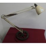 Machinist's angle poised lamp with industrial wheel base