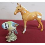Beswick palomino foal model number 1265 and a Beswick blue tit model number 992