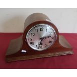 1930's mahogany cased Westminster/Whittington chiming mantel clock with silvered dial, raised Arabic