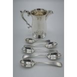 Geo. lll style hallmarked silver cream jug with S scroll handle, London 1911, four variously