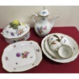 Selection of Royal Copenhagen dinner and tea ware, various patterns, all decorated with foliage on a