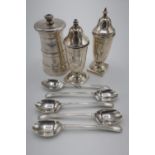 Modern silver hallmarked silver pepper mill in the form of a milk churn, H9.5cm London 1965, a