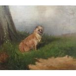 Colin Graham Roe (1858 - 1910) 'Toby', study of a wire haired terrier by a tree", oils on canvas,