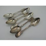 Set of six Victorian hallmarked silver pattern dessert spoons, London 1837 by James Beebe, 8.2oz.